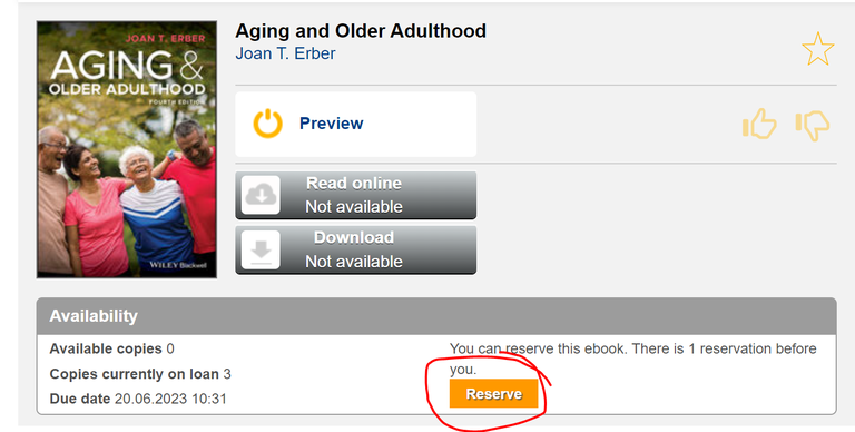 As an example the e-book in the Ellibs platform.  You can see the "Reserve" -button under the e-book details.